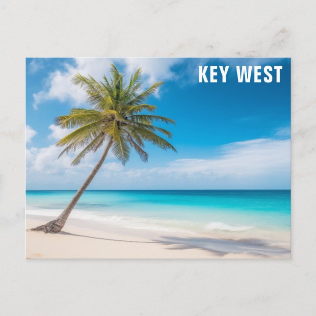 Key West Florida Beach Ocean Palm Tree Travel Postkarte (Vorderseite)