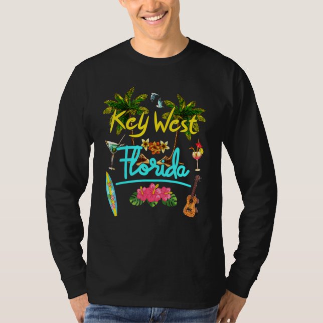 Key West Florida Beach Summer Palm Surf Sun Set Pa T-Shirt (Vorderseite)