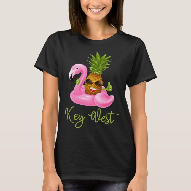 Key West Florida Beach Tropical  Flamingo Pineappl T-Shirt (Vorderseite)