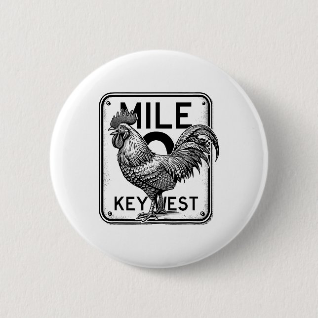 Key West Florida Chicken Retro-Meile 0 Hahn Meile Button (Vorderseite)