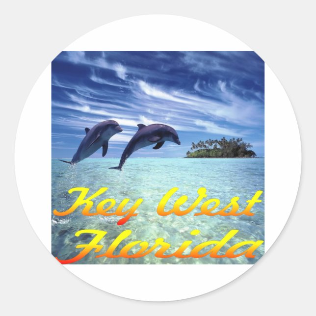 Key West Florida Delphine Runder Aufkleber (Vorderseite)