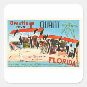 Key West Florida FL Old Vintage Travel Souvenir Quadratischer Aufkleber