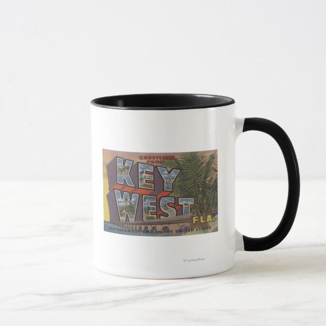 Key West, Florida - Große Buchstabenszenen Tasse (Rechts)