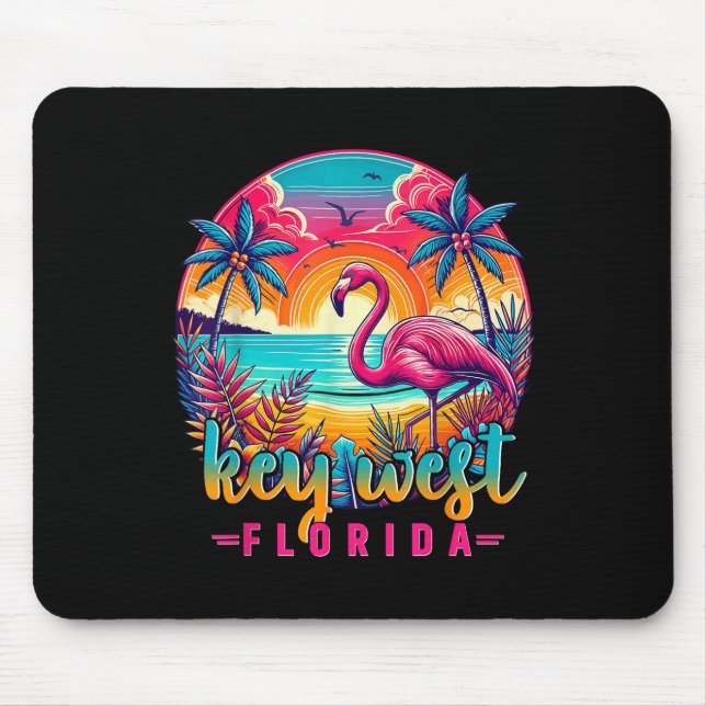 Key West Florida Hemd Flamingo Tropischer Strand U Mousepad (Vorne)