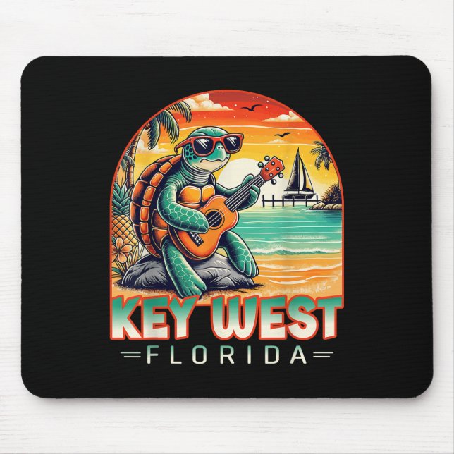 Key West Florida Hemd Schildkröte Tropischer Stran Mousepad (Vorne)