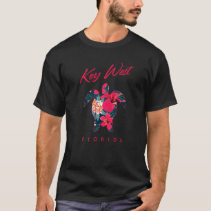 Key West Florida Hibiskus-Blume Meeresschildkröte T-Shirt