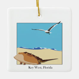 Key West, Florida Horseshoe Crab Seagull Beach Keramikornament