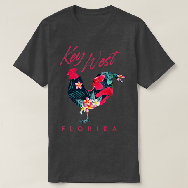 Key West Florida Hühnchen Lover Blume Hibiskus Sou T-Shirt (Design vorne)