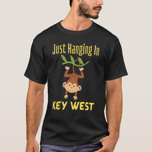 Key West Florida Just Hanging Cute Monkey Vacation T-Shirt (Vorderseite)