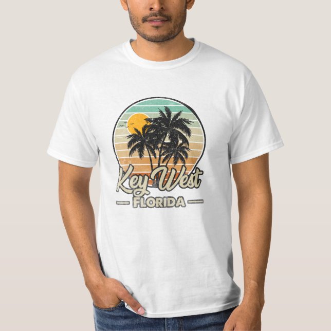 Key West Florida Keys Retro 70er Beach Vacation T-Shirt (Vorderseite)