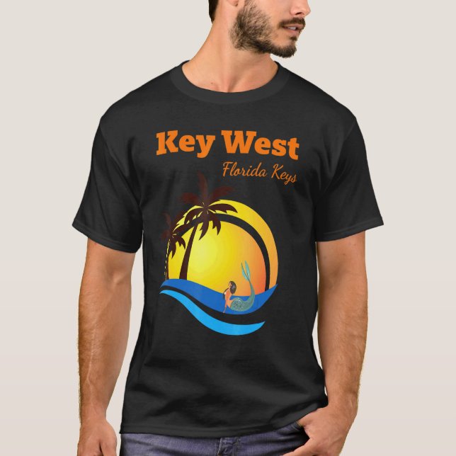 Key West Florida Keys Tropical Mermaid Urlaub So T-Shirt (Vorderseite)