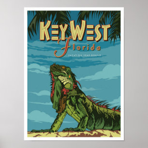 Key West Florida Kunst Vintage Reiseillustration Poster