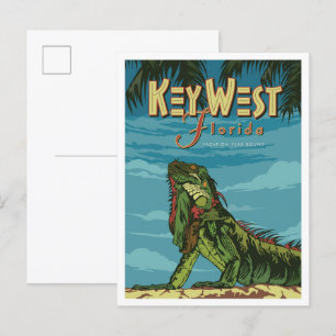 Key West Florida Kunst Vintage Reiseillustration Postkarte