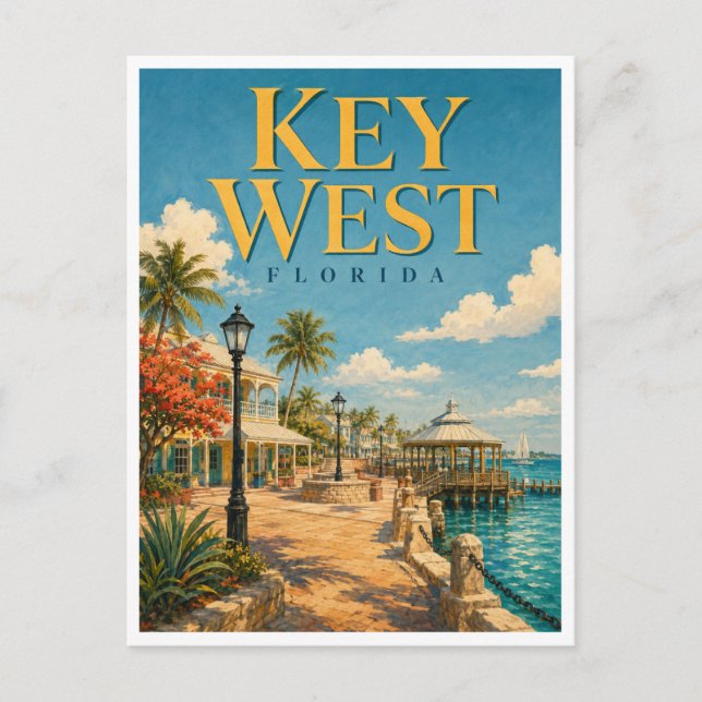 Key West Florida Mallory Square GeoSaga Postkarte (Vorderseite)