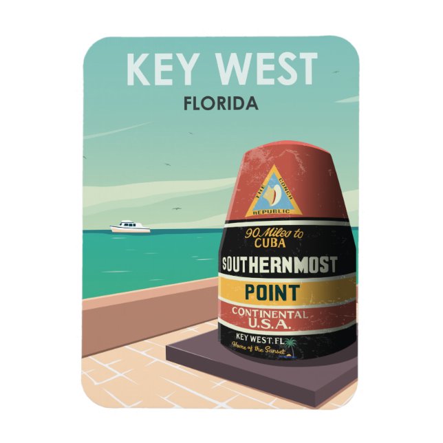 Key West Florida Mile Zero Magnet (Vertikal)