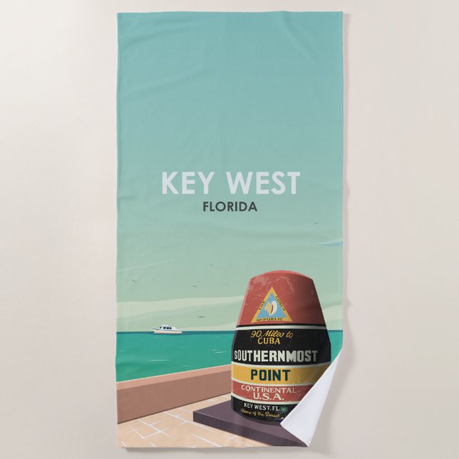 Key West Florida Mile Zero Strandtuch (Vorderseite)