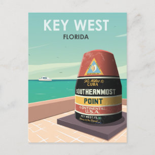 Key West Florida Mile Zero Vintage Reise Postkarte