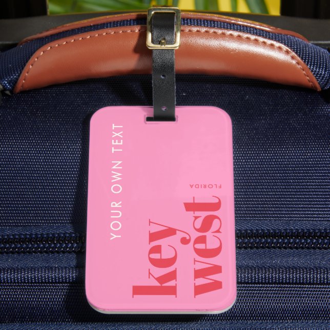 Key West Florida moderne Typografie pink  Gepäckanhänger (Vorderseite Insitu 2)