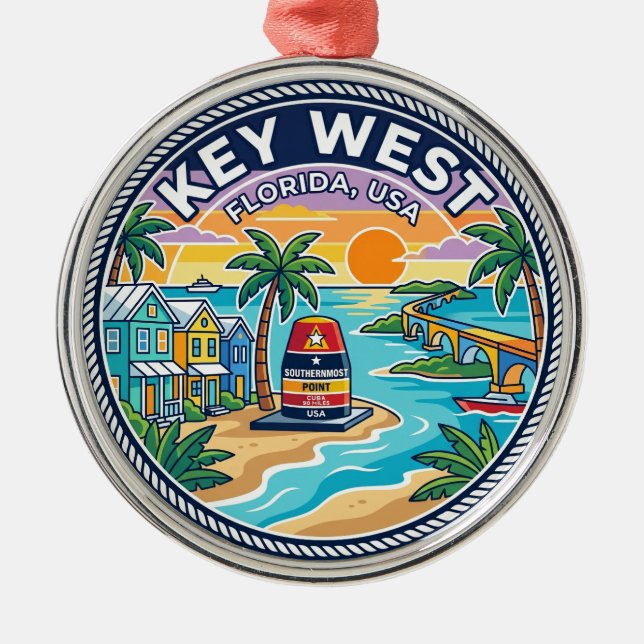 Key West Florida Ornament Aus Metall (Vorne)