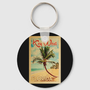 Key West Florida Palm Tree Beach Vintage Reisen Schlüsselanhänger