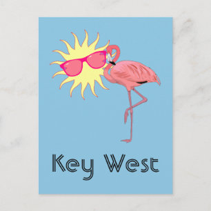 Key West Florida Pink Flamingo Spaß Postkarte