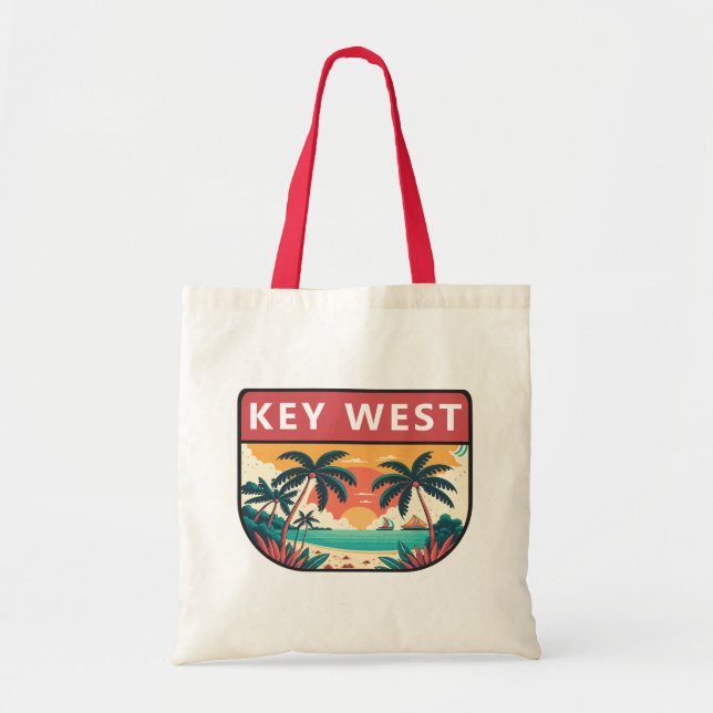 Key West Florida Retro Emblem Tragetasche (Vorne)