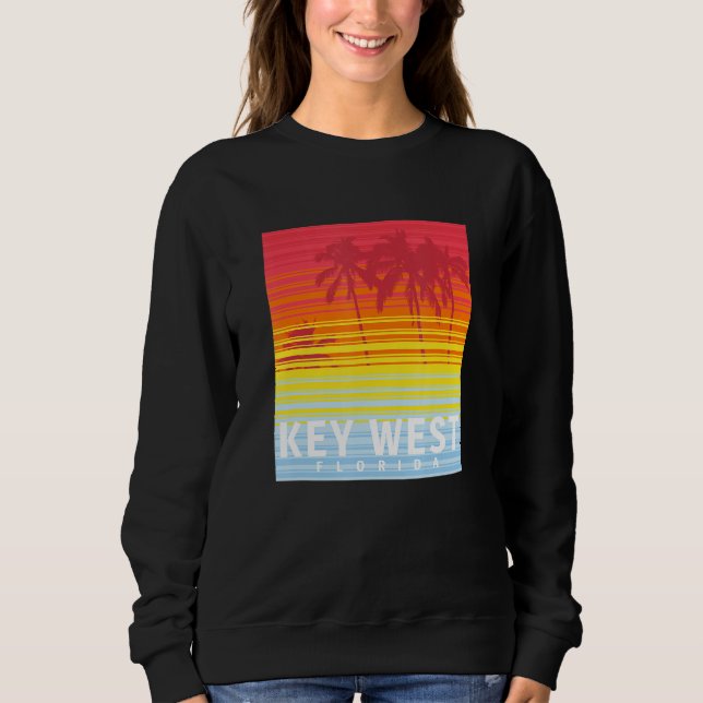 Key West Florida Retro Sunset Palm Trees Sweatshirt (Vorderseite)