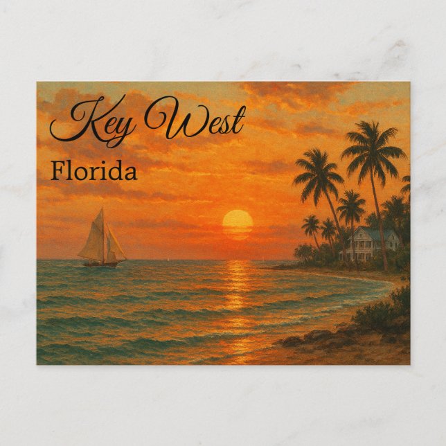 Key West, Florida Retro Travel Tourism Postkarte (Vorderseite)