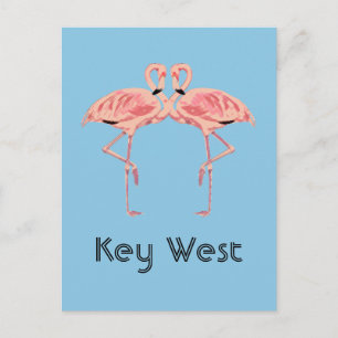 Key West Florida Rosa Flamingo-Paar Postkarte