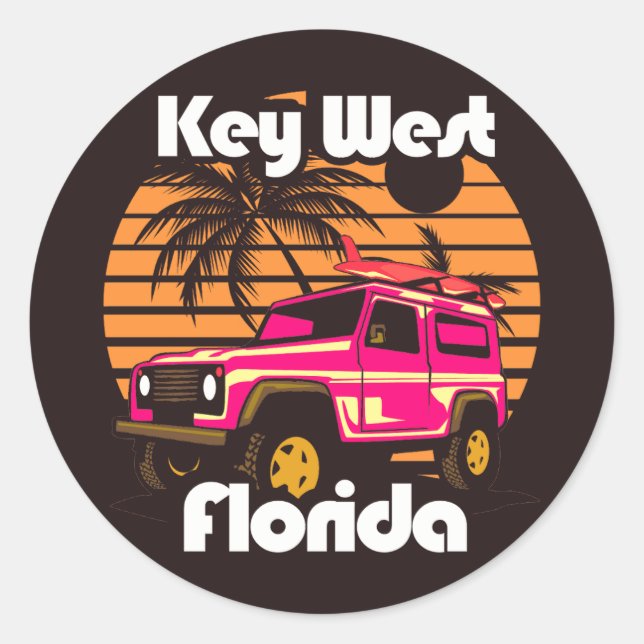 Key West Florida Runder Aufkleber (Vorderseite)