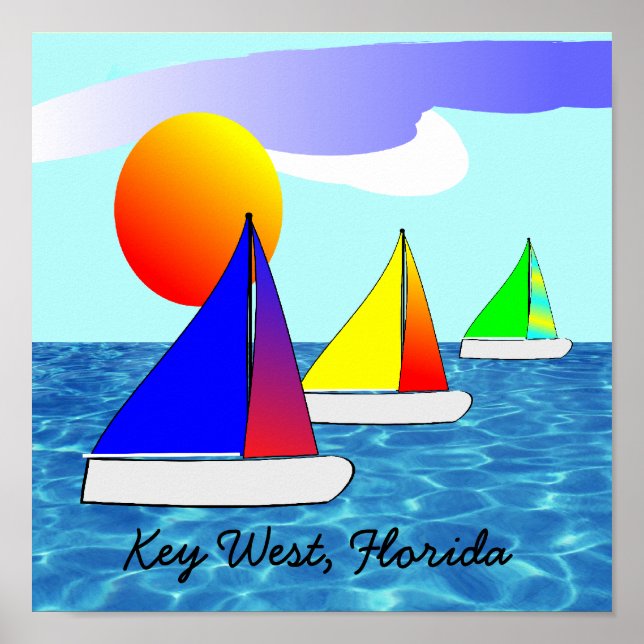 Key West Florida Sailboat Art Poster (Vorne)