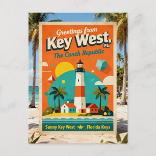 Key West Florida Schneckrepublik Retro-Reise 1930e Postkarte