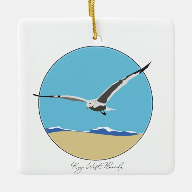 Key West, Florida Sea Gull am Strand Keramikornament (Vorderseite)
