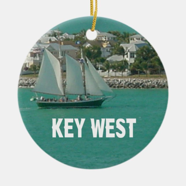 Key West Florida Segelboot Keramikornament (Vorne)