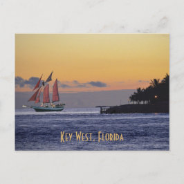 Key West Florida Segelboot nach Sonnenuntergang Postkarte