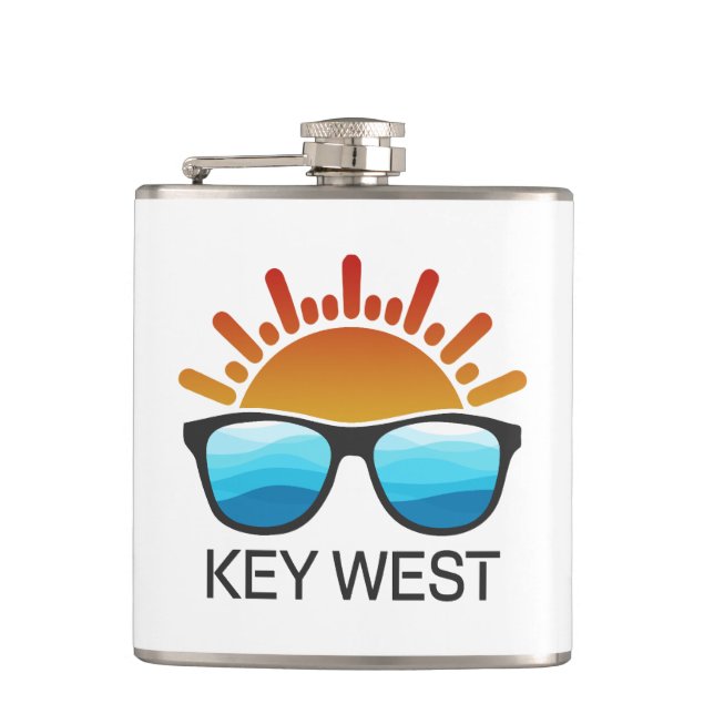 Key West Florida Sonnenbrille Flachmann (Vorderseite)