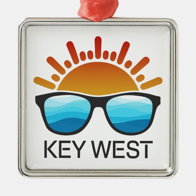Key West Florida Sonnenbrille Ornament Aus Metall (Vorne)