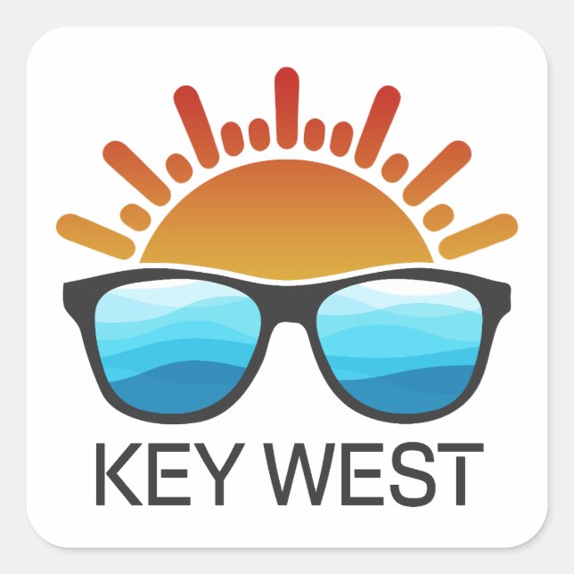 Key West Florida Sonnenbrille Quadratischer Aufkleber (Vorderseite)