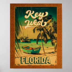 Key West Florida Sunset Vacation Souvenirs Vintag Poster