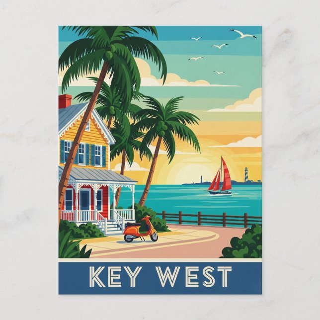Key West Florida Travel Postkarte (Vorderseite)