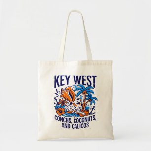 Key West Florida Tropische Katze Conchs Und Kokosn Tragetasche