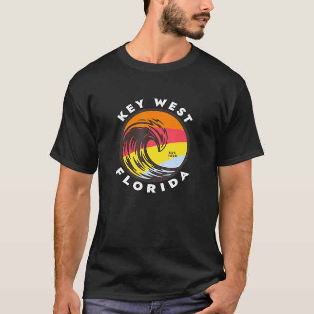 Key West Florida Urlaub Souvenir Farbenfrohe Ozean T-Shirt (Vorderseite)