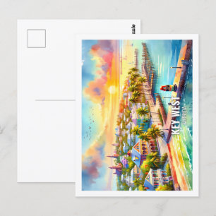 Key West Florida USA Berühmter Ort Aquarell Postkarte