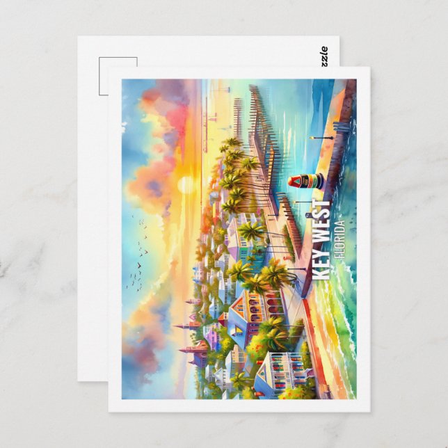 Key West Florida USA Fantastischer Place Wasserfar Postkarte (Vorne/Hinten)