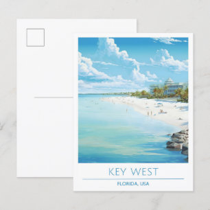 Key West Florida USA Kunst Vintage Reise Postkarte