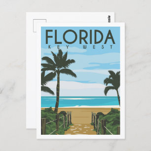 Key West Florida USA Travel Place Illustration Postkarte