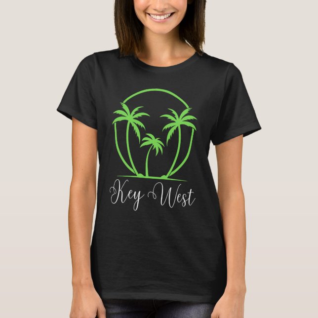 Key West Florida Vacation Beach Tropical Palm Tree T-Shirt (Vorderseite)