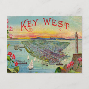 Key West Florida Vintage Illustration Postkarte