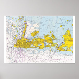 Key West, Florida Vintage nautische Karte Poster