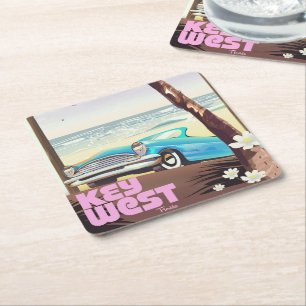 Key West Florida Vintage-Reiseplakat Rechteckiger Pappuntersetzer